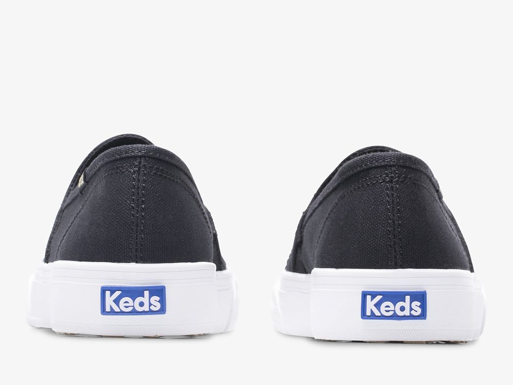 SlipOnSneakers Keds Double Decker Wave καμβα γυναικεια μαυρα | GR-72948