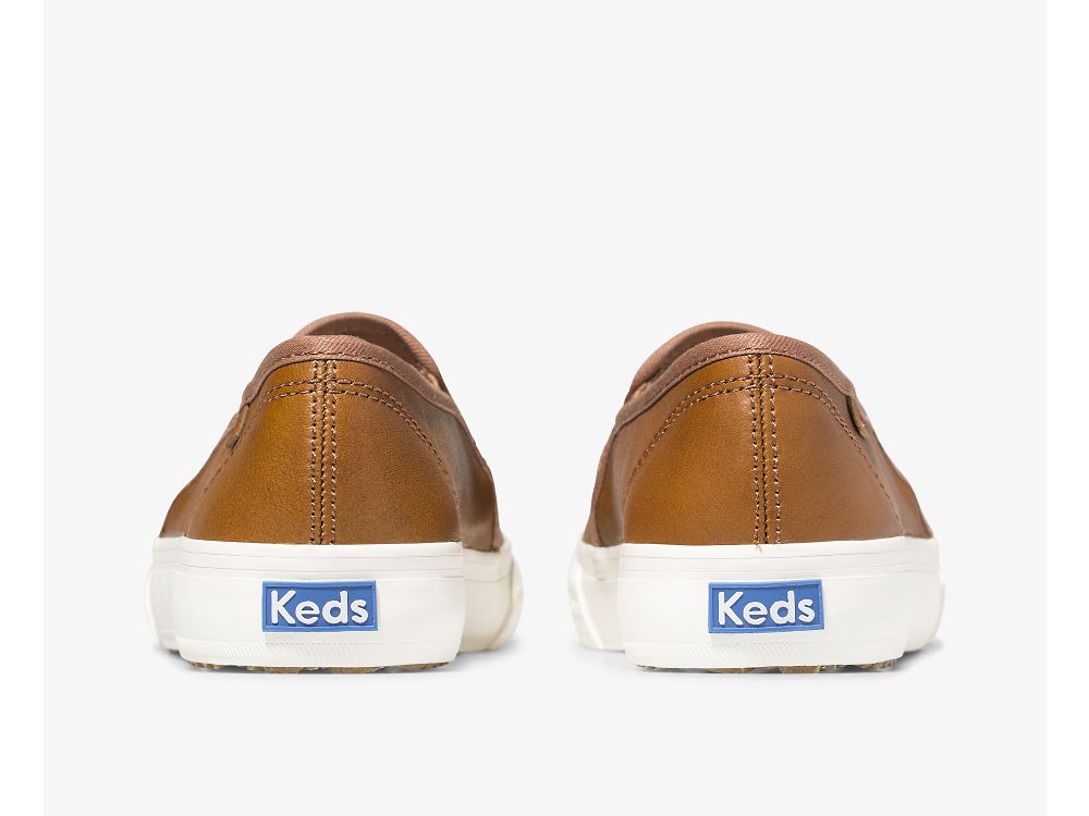 SlipOnSneakers Keds Double Decker δερματινα γυναικεια καφε | GR-40351