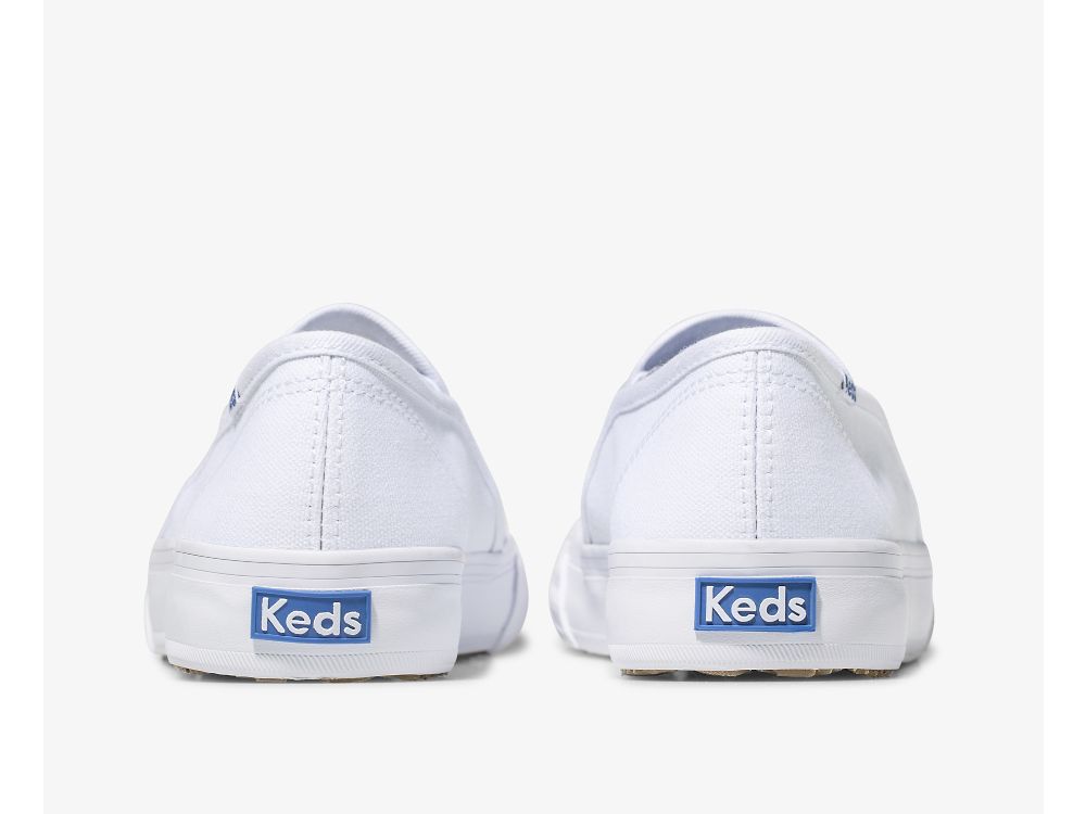 SlipOnSneakers Keds Double Decker καμβα γυναικεια ασπρα | GR-12525