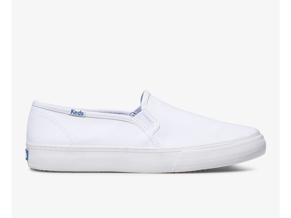 SlipOnSneakers Keds Double Decker καμβα γυναικεια ασπρα | GR-12525