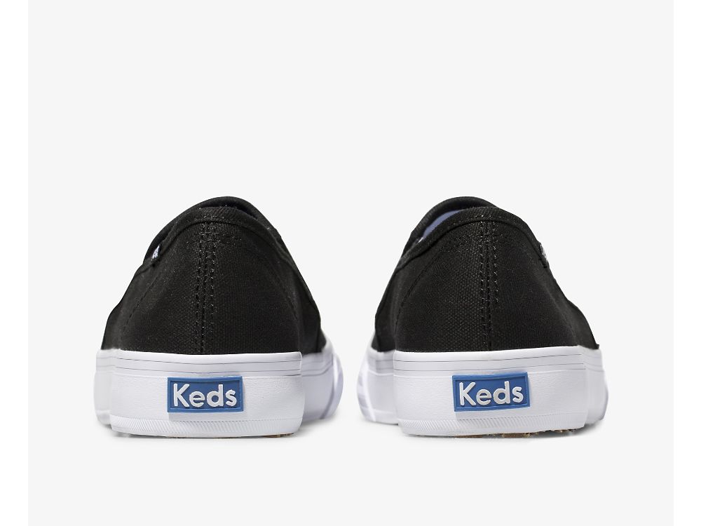 SlipOnSneakers Keds Double Decker καμβα γυναικεια μαυρα | GR-61403