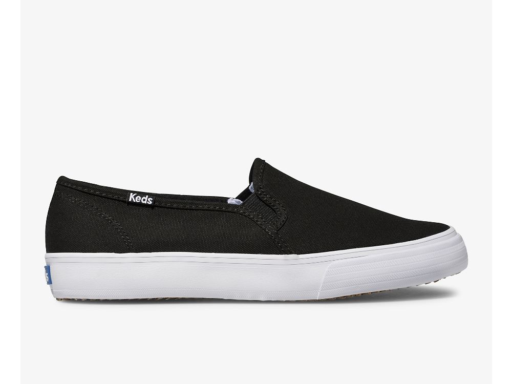 SlipOnSneakers Keds Double Decker καμβα γυναικεια μαυρα | GR-61403