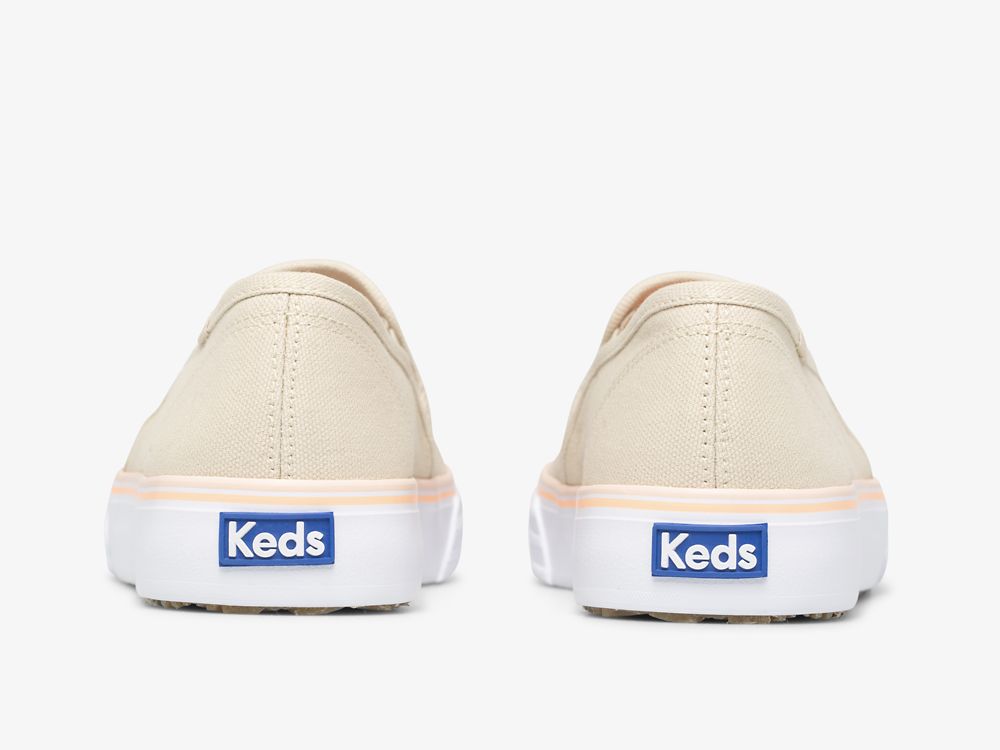 SlipOnSneakers Keds Double Decker καμβα Washable γυναικεια Μπεζ | GR-82281