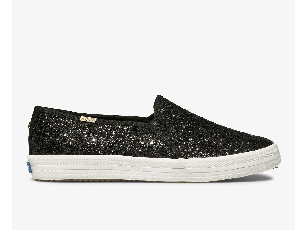 SlipOnSneakers Keds Kate Spade New York Double Decker Glitter γυναικεια μαυρα | GR-38296