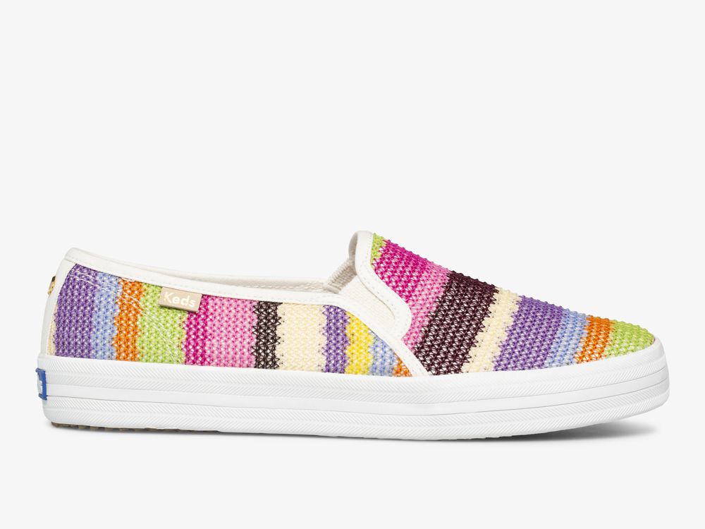 SlipOnSneakers Keds Kate Spade New York Double Decker Crochet γυναικεια ροζ Πολύχρωμο | GR-93291