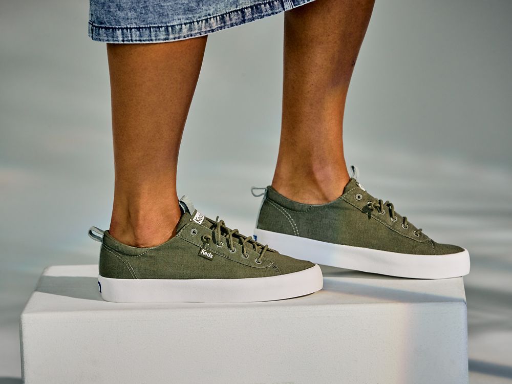 SlipOnSneakers Keds Kickback Washable Feat. Organic βαμβακερα γυναικεια Ελιά | GR-06561