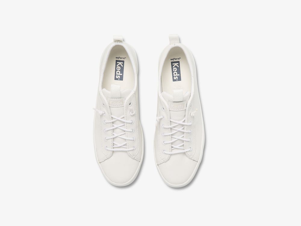 SlipOnSneakers Keds Kickback δερματινα γυναικεια ασπρα | GR-31252