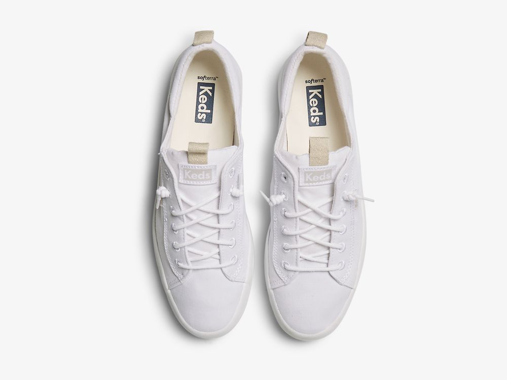 SlipOnSneakers Keds Kickback καμβα γυναικεια ασπρα | GR-85928