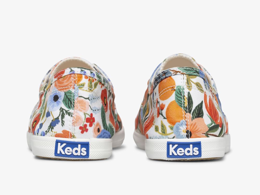 SlipOnSneakers Keds Rifle Paper Co. Chillax Citrus Garden Party γυναικεια ασπρα Πολύχρωμο | GR-39383