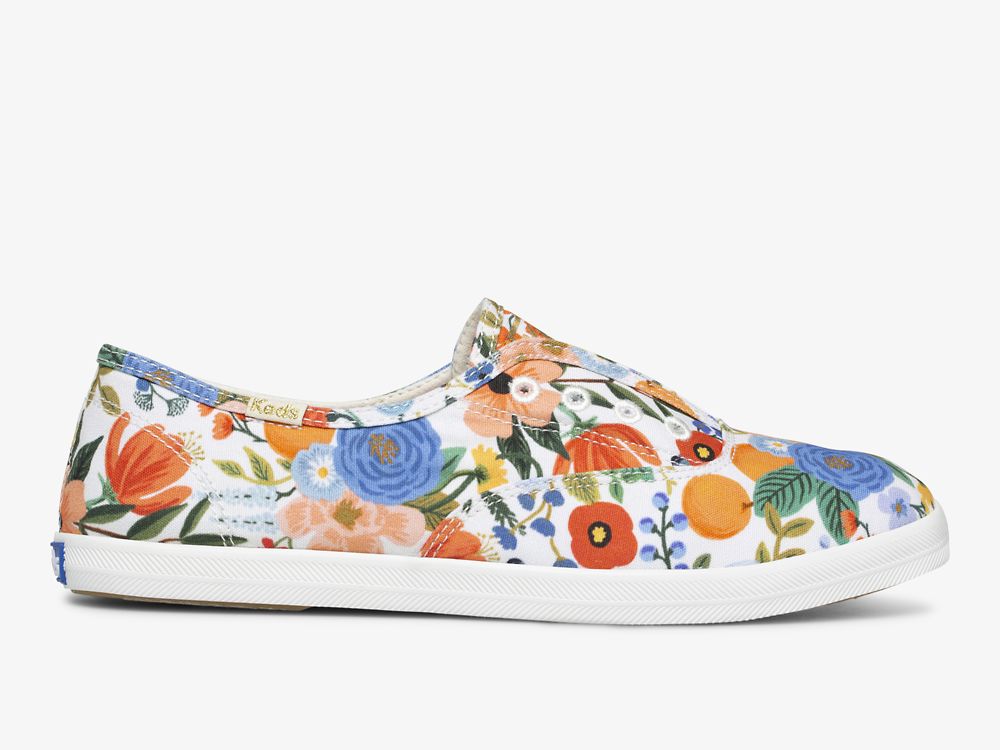 SlipOnSneakers Keds Rifle Paper Co. Chillax Citrus Garden Party γυναικεια ασπρα Πολύχρωμο | GR-39383