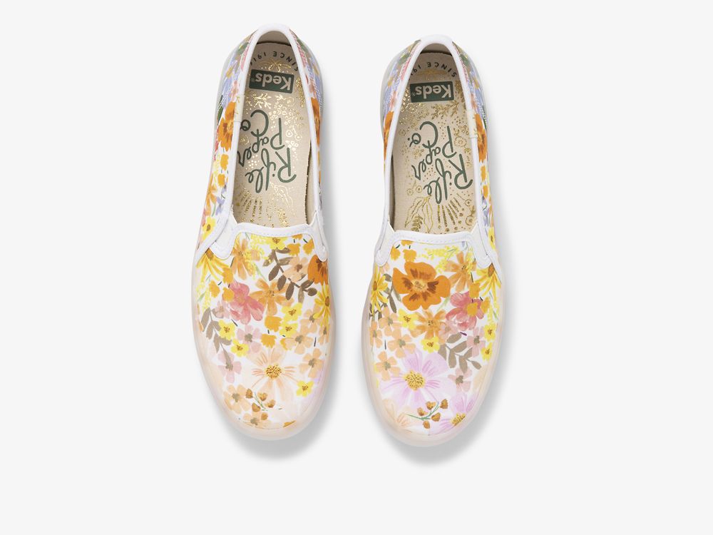 SlipOnSneakers Keds Rifle Paper Co. Double Decker Marguerite γυναικεια ροζ | GR-18770