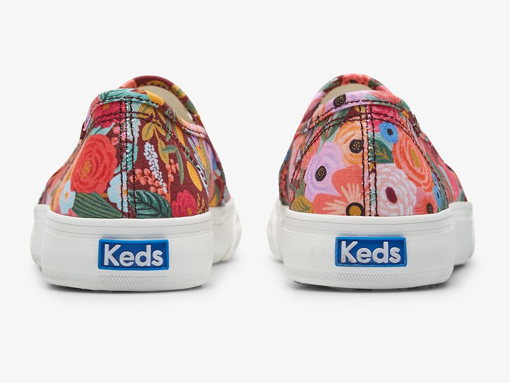 SlipOnSneakers Keds Rifle Paper Co. Double Decker Garden Party γυναικεια μπορντο | GR-26685