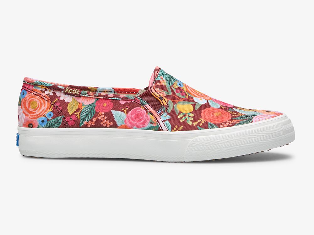 SlipOnSneakers Keds Rifle Paper Co. Double Decker Garden Party γυναικεια μπορντο | GR-26685