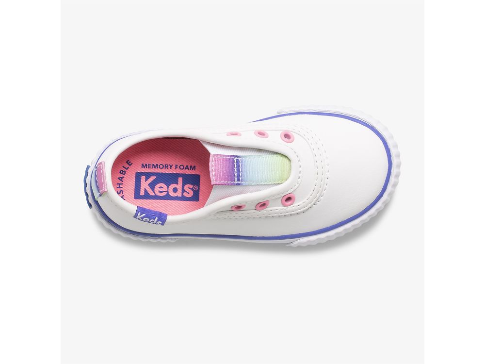 SlipOnSneakers Keds Topkick Slip On Jr Washable δερματινα για κοριτσια ασπρα | GR-18096