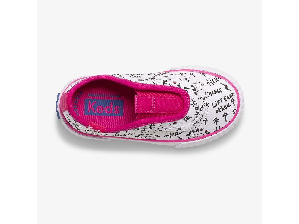 SlipOnSneakers Keds Topkick Washable Slip On Jr για κοριτσια ασπρα ροζ | GR-85549