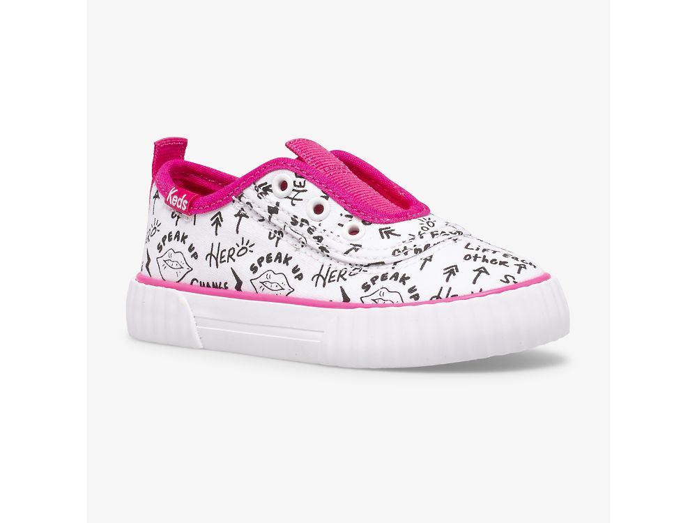 SlipOnSneakers Keds Topkick Washable Slip On Jr για κοριτσια ασπρα ροζ | GR-85549