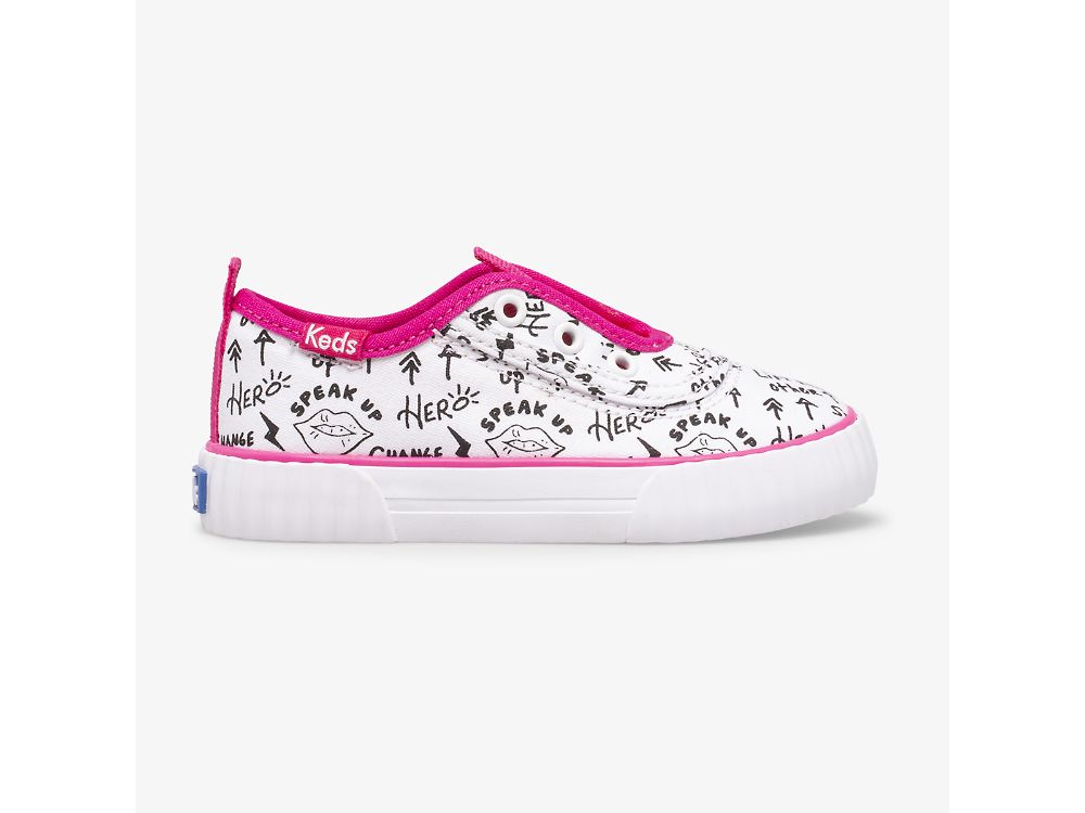 SlipOnSneakers Keds Topkick Washable Slip On Jr για κοριτσια ασπρα ροζ | GR-85549