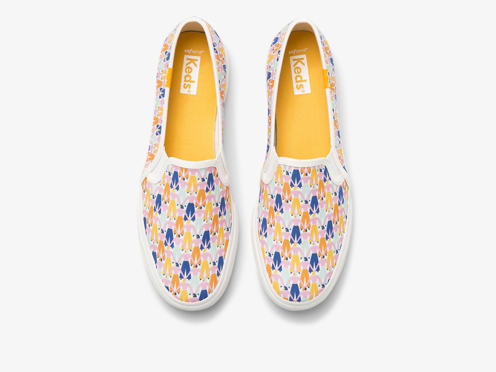 SlipOnSneakers Keds Washable Double Decker Rainbow Women γυναικεια ασπρα Πολύχρωμο | GR-31046