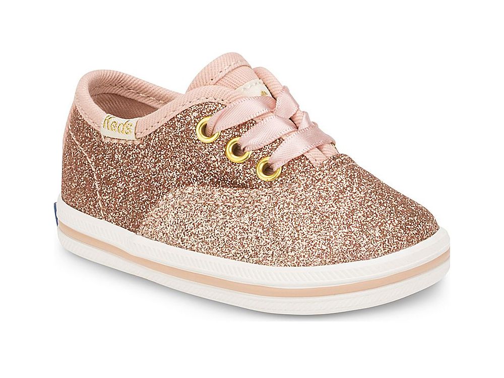 Αθλητικά Παπούτσια Keds Kate Spade New York Champion Glitter Crib Sneaker για κοριτσια ροζ χρυσο χρωμα | GR-05822