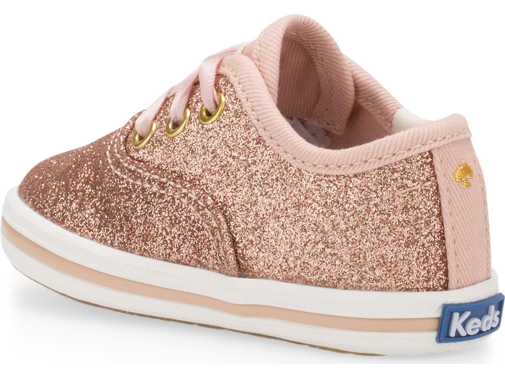 Αθλητικά Παπούτσια Keds Kate Spade New York Champion Glitter Crib Sneaker για κοριτσια ροζ χρυσο χρωμα | GR-05822