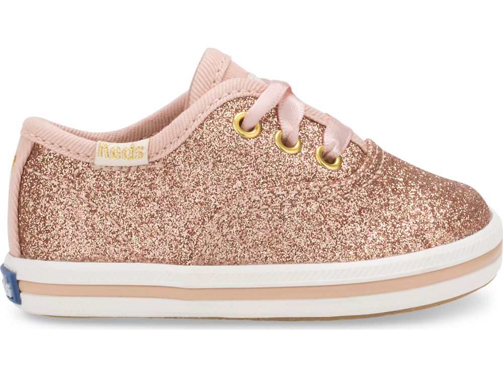 Αθλητικά Παπούτσια Keds Kate Spade New York Champion Glitter Crib Sneaker για κοριτσια ροζ χρυσο χρωμα | GR-05822