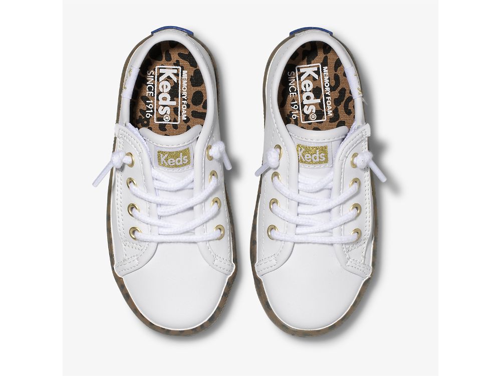 Αθλητικά Παπούτσια Keds Kickstart Leopard Foxing Sneaker Jr για κοριτσια ασπρα λεοπαρ | GR-07516