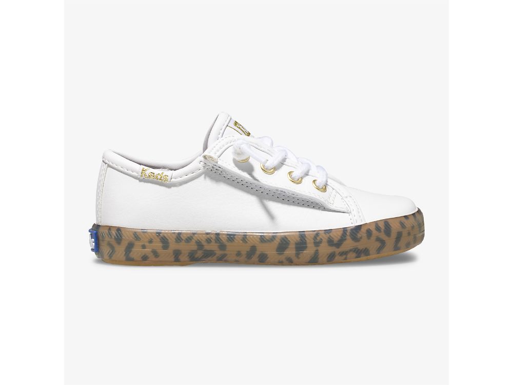 Αθλητικά Παπούτσια Keds Kickstart Leopard Foxing Sneaker Jr για κοριτσια ασπρα λεοπαρ | GR-07516