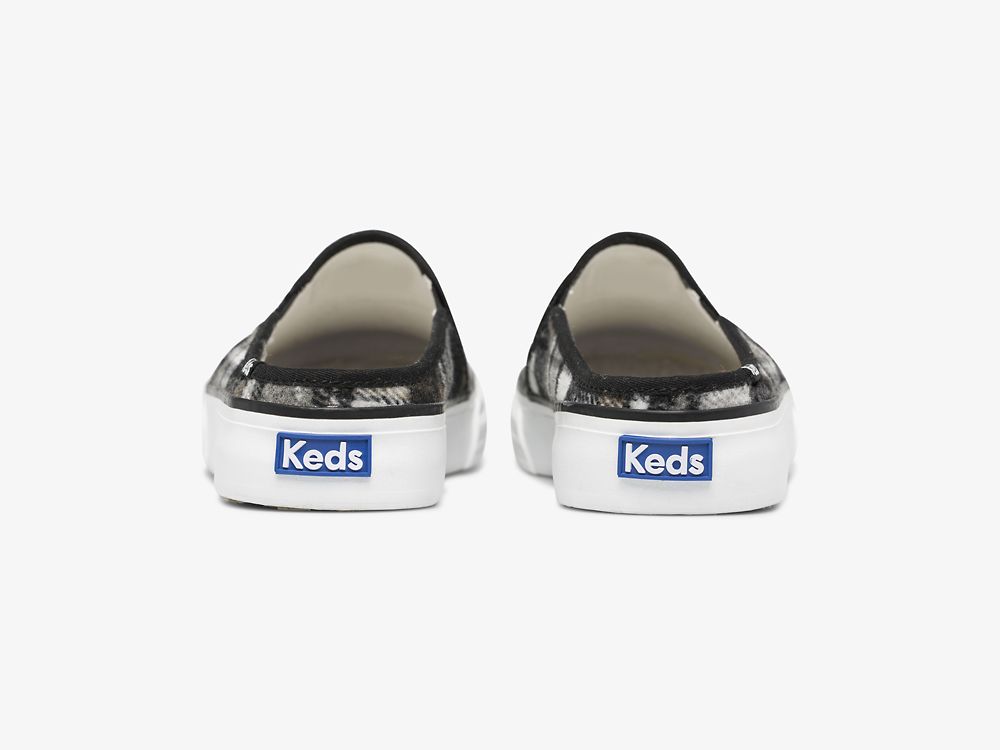 παντοφλες Keds Double Decker Mule Plaid γυναικεια γκρι | GR-22755