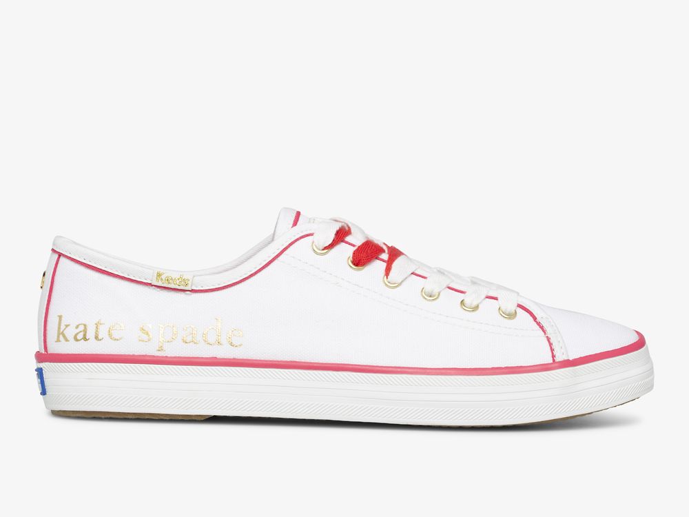 παπουτσια τενις Keds Kate Spade New York Kickstart Foil Logo γυναικεια ασπρα | GR-14551