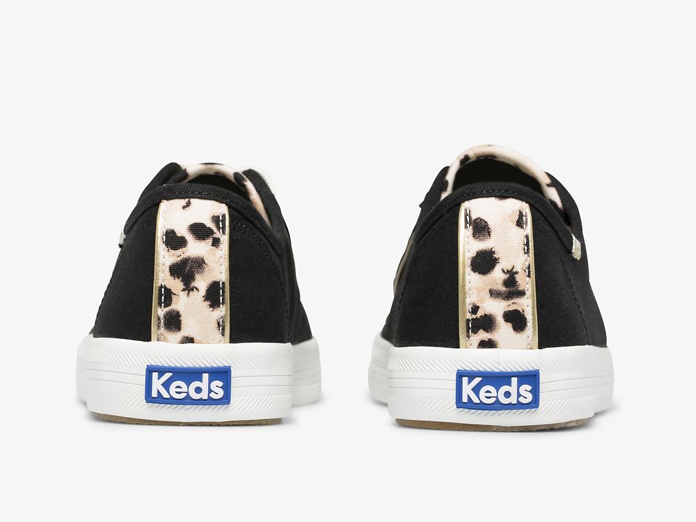 παπουτσια τενις Keds Kickstart Leopard Pop καμβα γυναικεια μαυρα | GR-02270