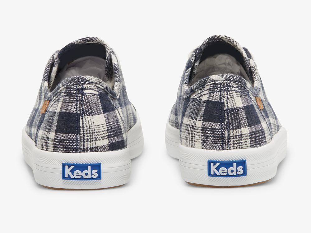 παπουτσια τενις Keds Kickstart Linen Plaid γυναικεια μπλε Πολύχρωμο | GR-73097