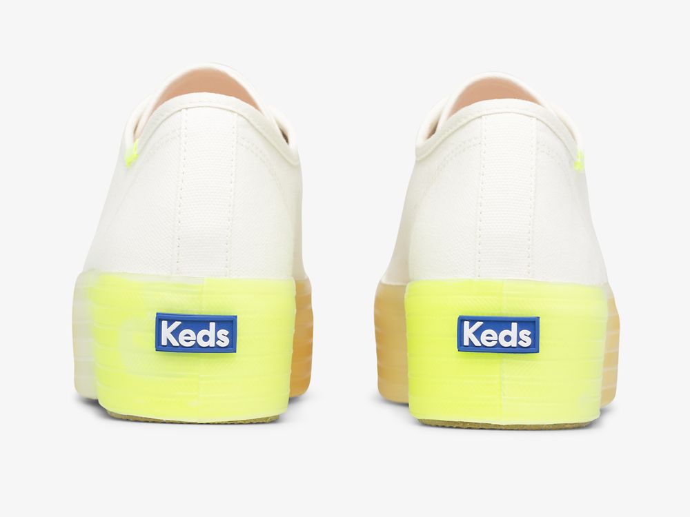 παπουτσια τενις Keds Triple Up Ombre Foxing γυναικεια ασπρα Πολύχρωμο | GR-61605