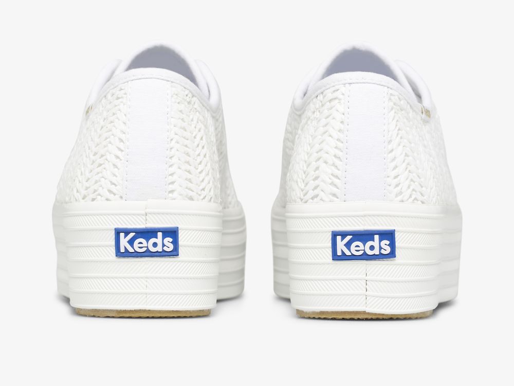 παπουτσια τενις Keds Triple Up Raffia γυναικεια ασπρα | GR-63226