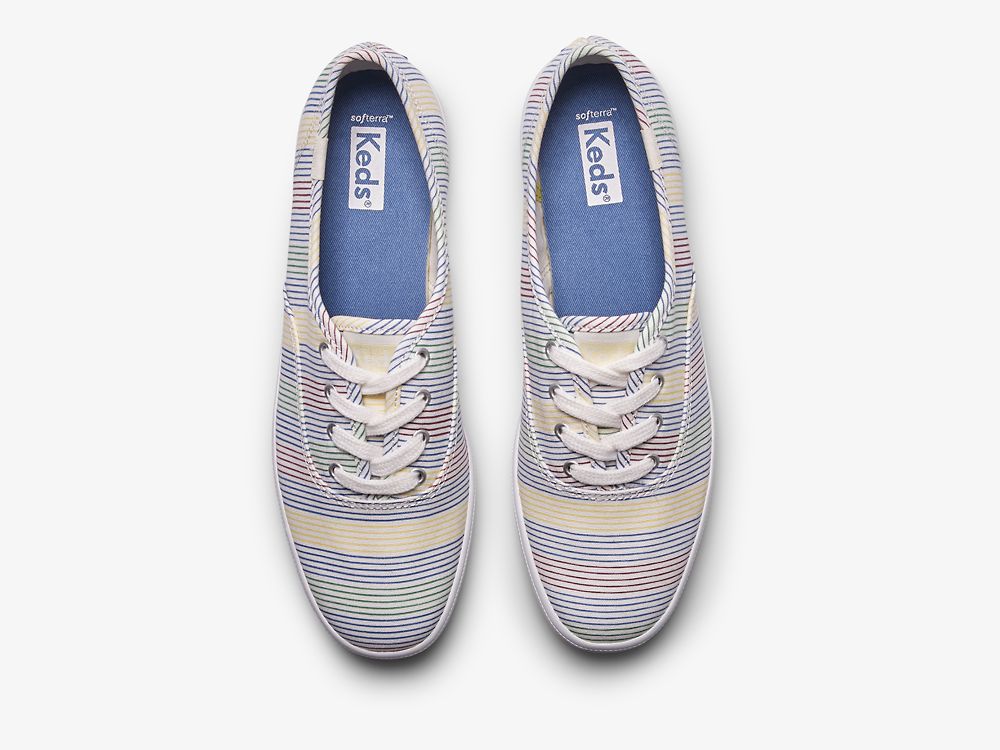 παπουτσιαμεκορδονια Keds Champion Surf Stripe γυναικεια ασπρα Πολύχρωμο | GR-79315