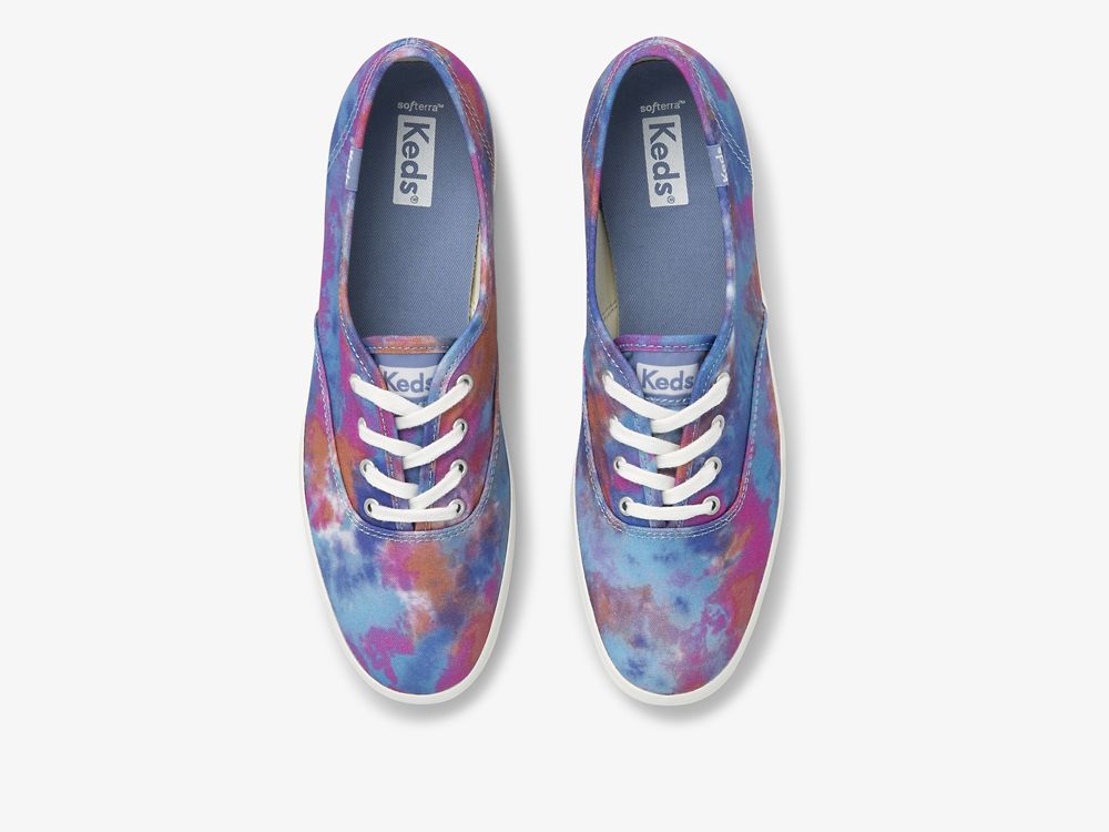 παπουτσιαμεκορδονια Keds Champion καμβα Tie Dye γυναικεια μπλε ροζ | GR-15884