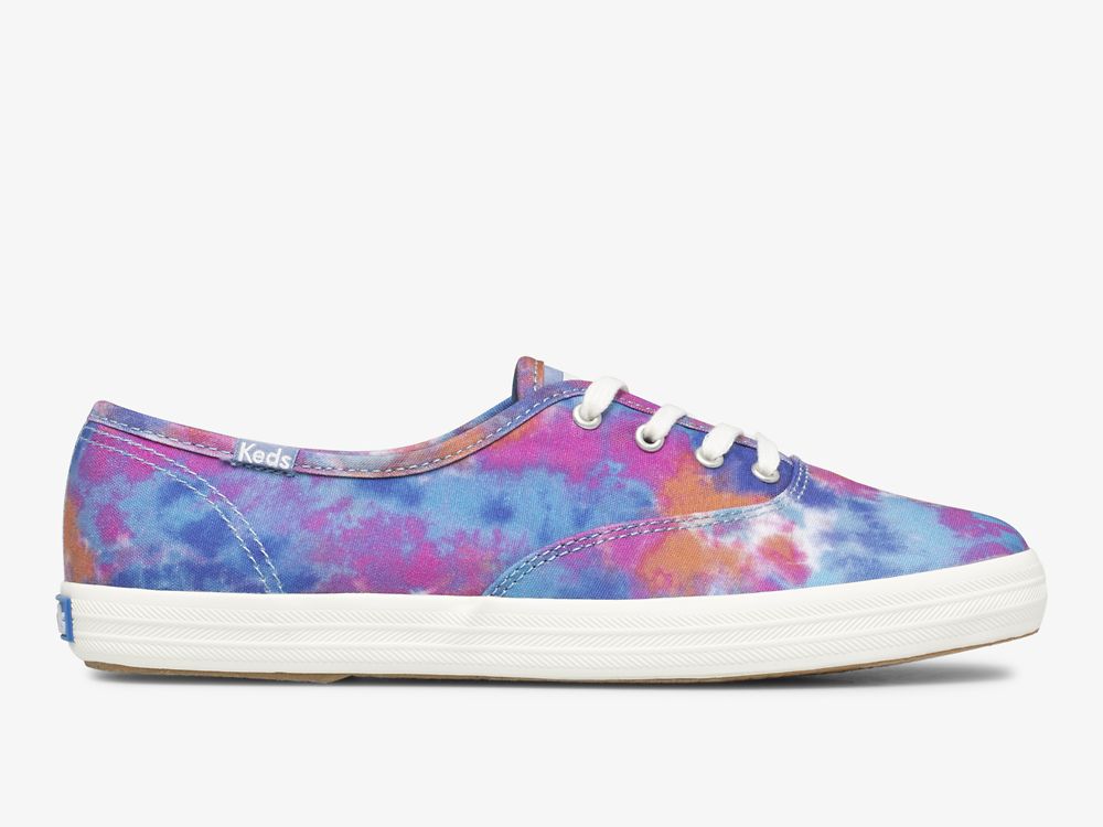 παπουτσιαμεκορδονια Keds Champion καμβα Tie Dye γυναικεια μπλε ροζ | GR-15884