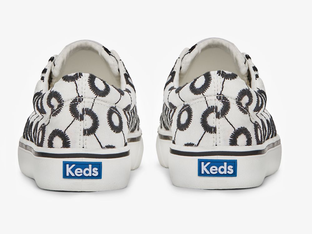 παπουτσιαμεκορδονια Keds Jump Kick Mod Embroidered γυναικεια ασπρα μαυρα | GR-13259