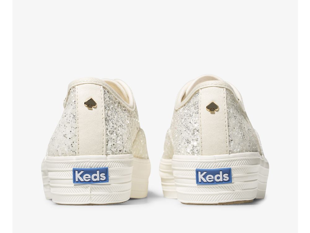 παπουτσιαμεκορδονια Keds Kate Spade New York Triple Glitter γυναικεια κρέμα | GR-28921