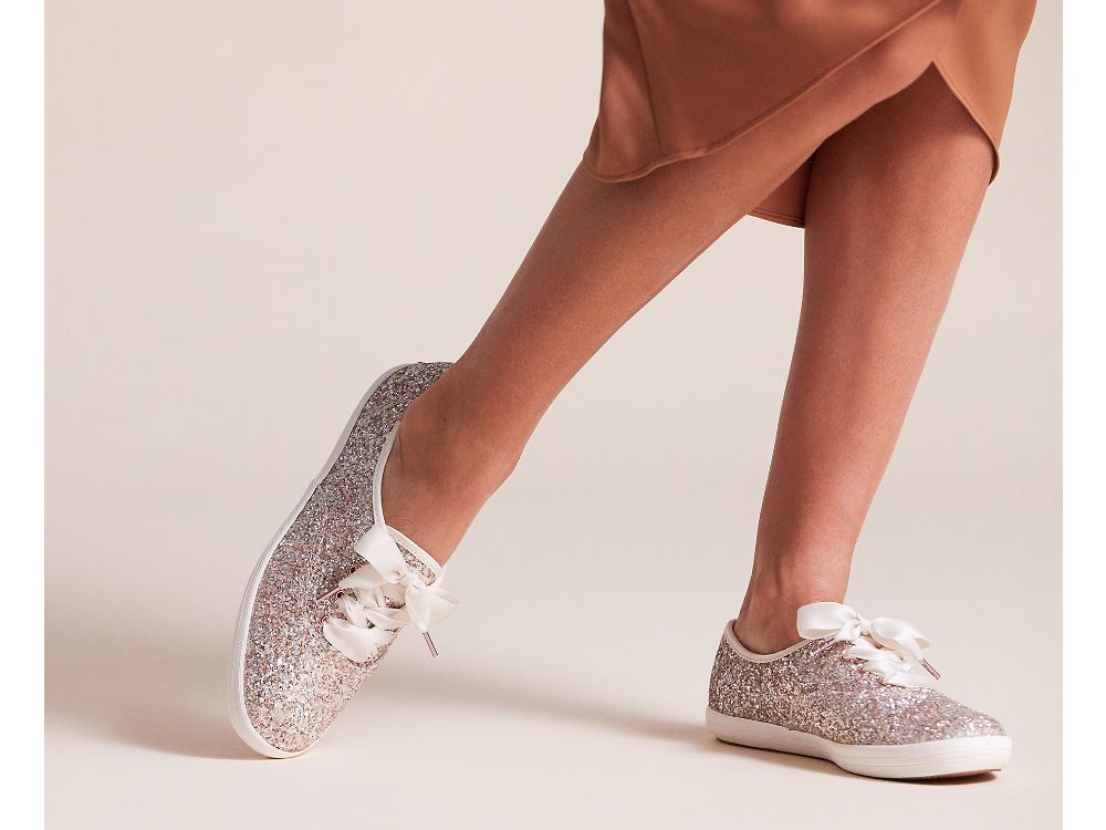 παπουτσιαμεκορδονια Keds Kate Spade New York Champion Glitter γυναικεια ροζ χρυσο χρωμα Πολύχρωμο | GR-29208