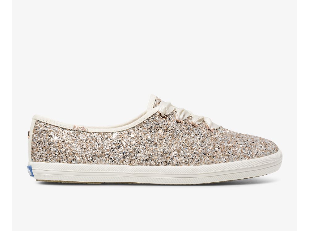 παπουτσιαμεκορδονια Keds Kate Spade New York Champion Glitter γυναικεια ροζ χρυσο χρωμα Πολύχρωμο | GR-29208