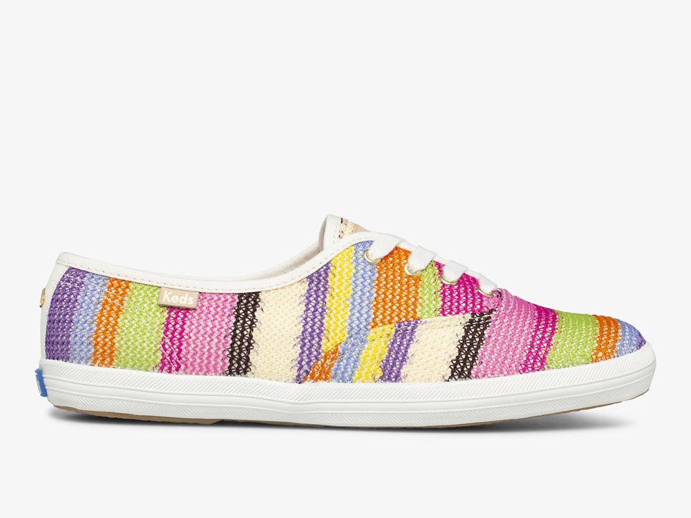 παπουτσιαμεκορδονια Keds Kate Spade New York Champion Crochet γυναικεια ροζ Πολύχρωμο | GR-31270