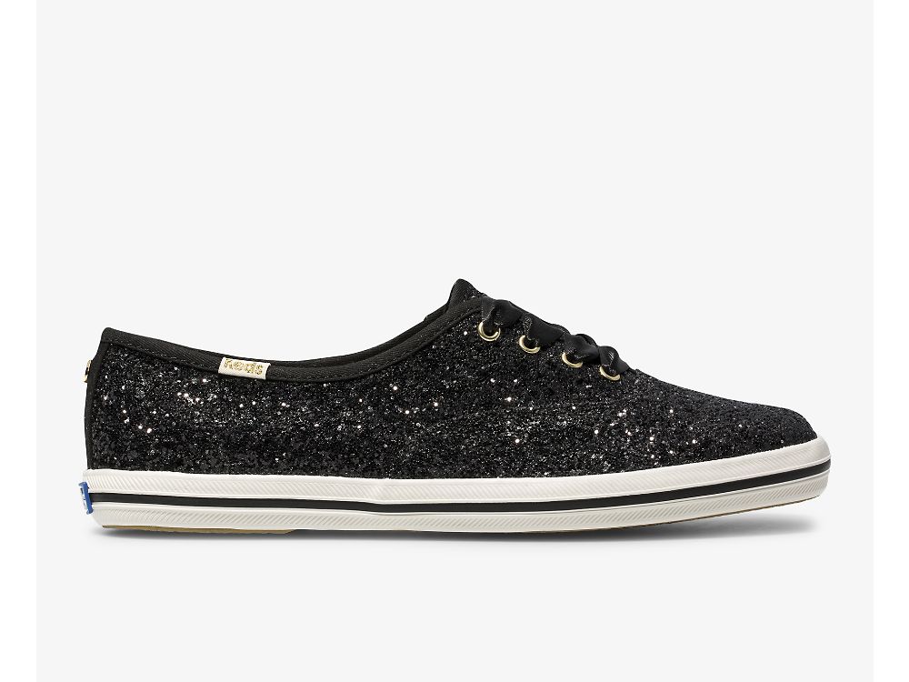 παπουτσιαμεκορδονια Keds Kate Spade New York Champion Glitter γυναικεια μαυρα | GR-32858