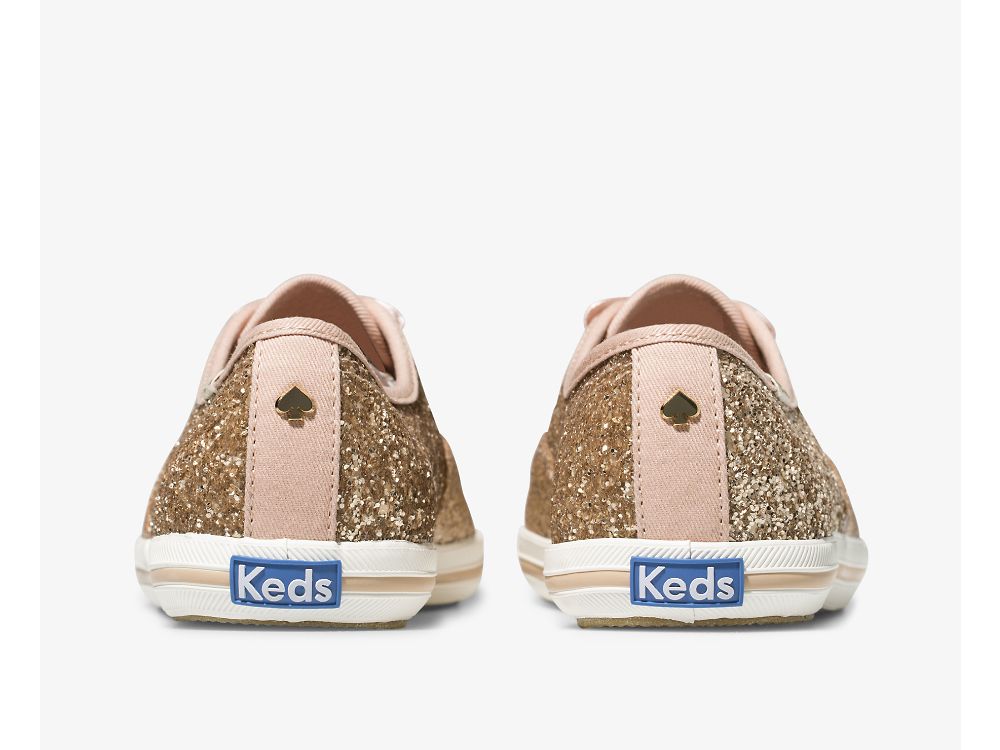 παπουτσιαμεκορδονια Keds Kate Spade New York Champion Glitter γυναικεια ροζ χρυσο χρωμα | GR-33163