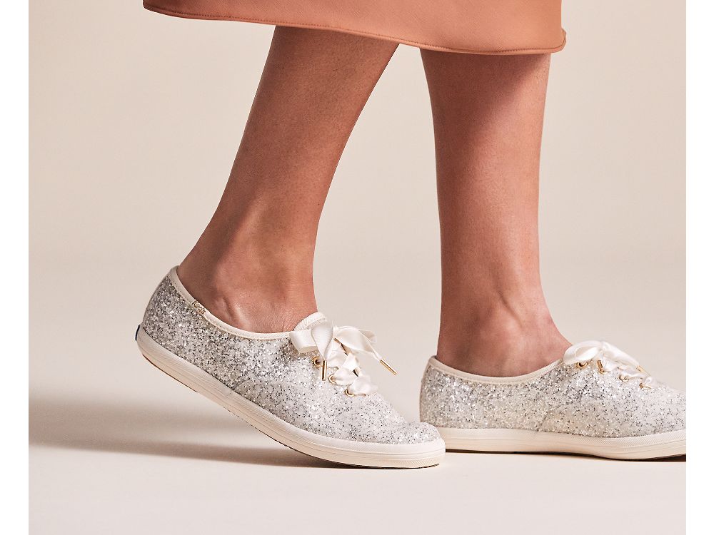 παπουτσιαμεκορδονια Keds Kate Spade New York Champion Glitter γυναικεια κρέμα | GR-82243