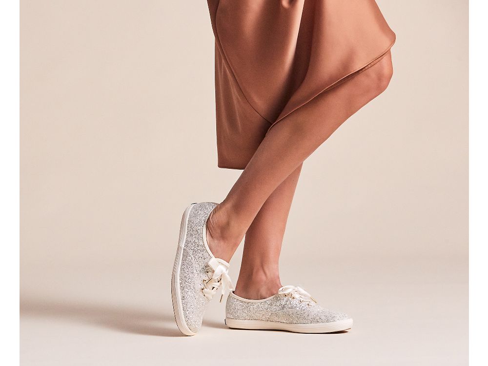 παπουτσιαμεκορδονια Keds Kate Spade New York Champion Glitter γυναικεια κρέμα | GR-82243