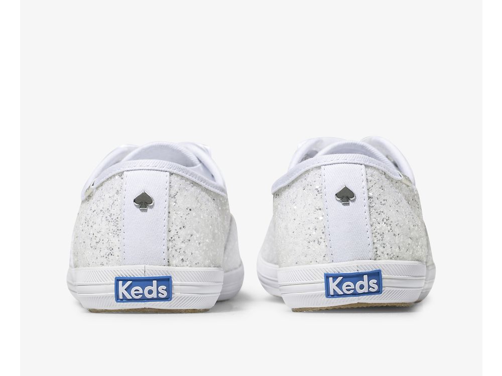 παπουτσιαμεκορδονια Keds Kate Spade New York Champion Glitter γυναικεια ασπρα | GR-99321