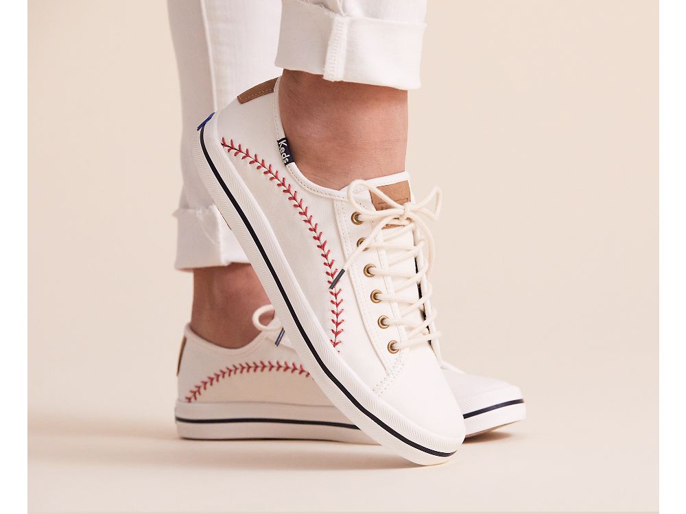 παπουτσιαμεκορδονια Keds Kickstart Pennant καμβα γυναικεια κρέμα | GR-83213