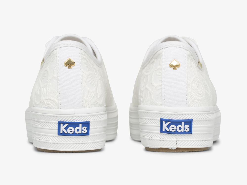 παπουτσιαμεκορδονια Keds Ksny Triple Kick Floral Eyelet Pearls γυναικεια ασπρα | GR-68706