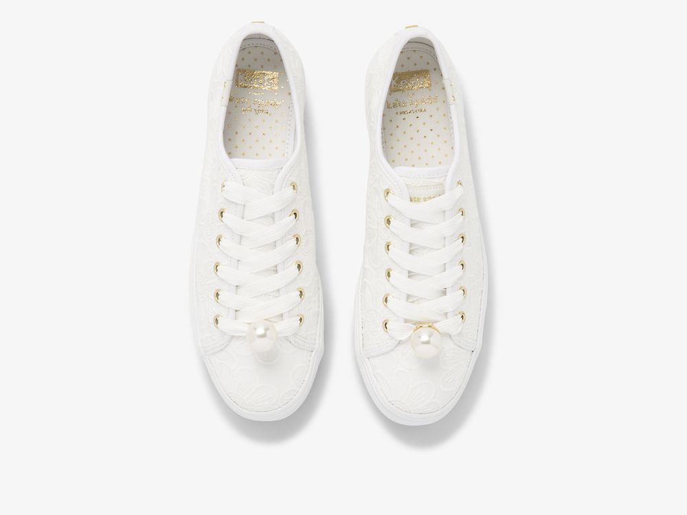 παπουτσιαμεκορδονια Keds Ksny Triple Kick Floral Eyelet Pearls γυναικεια ασπρα | GR-68706