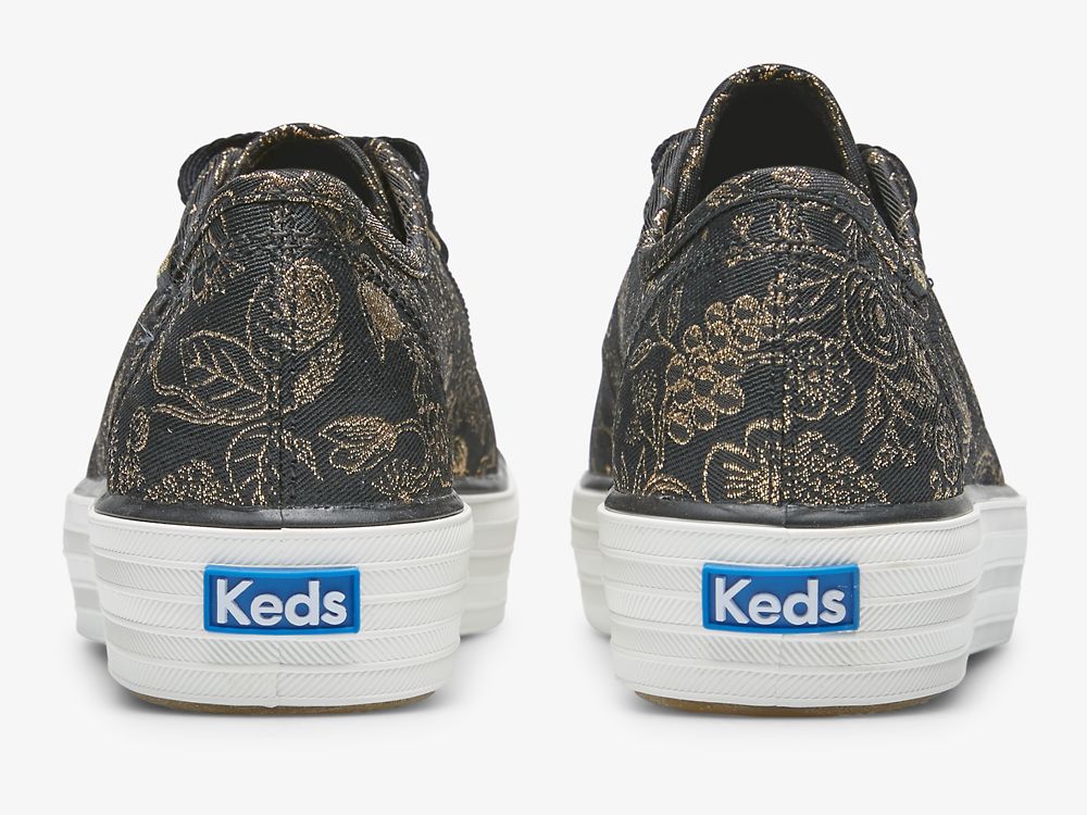 παπουτσιαμεκορδονια Keds Rifle Paper Co. Triple Kick Colette Jacquard γυναικεια μαυρα | GR-13908